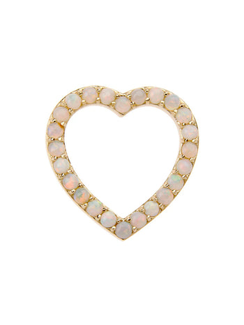 Large Pink Opal Floating Heart Yellow Gold Charm