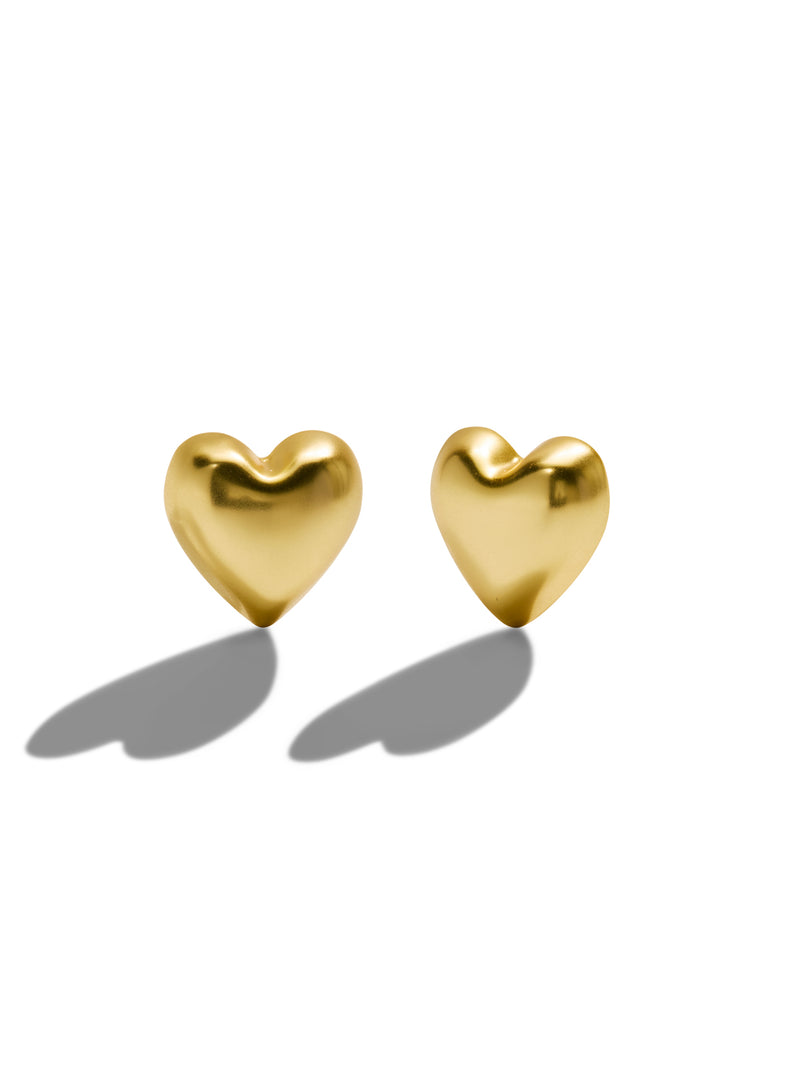 The Puffy Heart Gold Stud Earrings