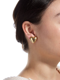 The Puffy Heart Gold Stud Earrings