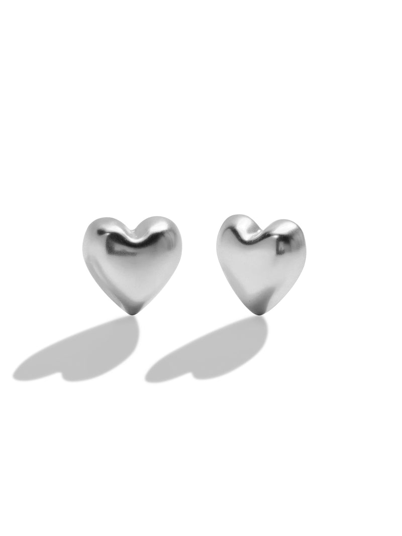 The Puffy Heart Silver Stud Earrings