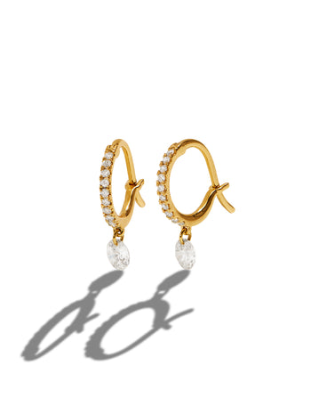 Set Free Diamond Yellow Gold Mini Hoop Earrings