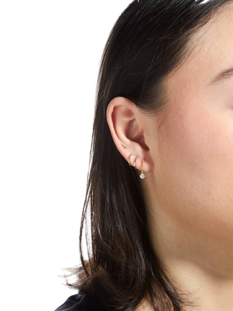 Set Free Diamond Beaded Yellow Gold Hoop Earrings