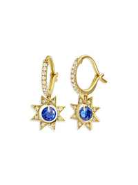 Sapphire Sunny Set Free Yellow Gold Hoop Earrings