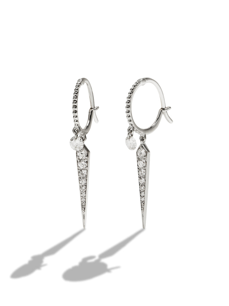 Set Free Diamond Spike White Gold Hoop Earrings