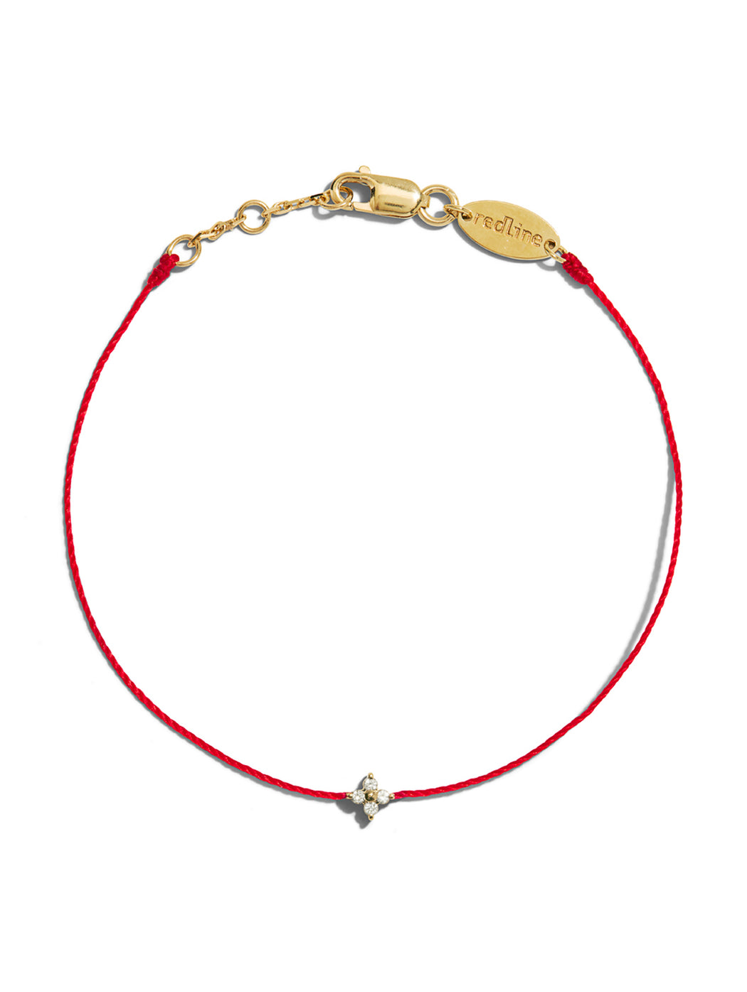 Shiny Red String Diamond Yellow Gold Bracelet