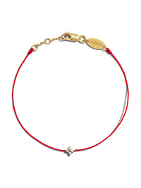 Shiny Red String Diamond Yellow Gold Bracelet