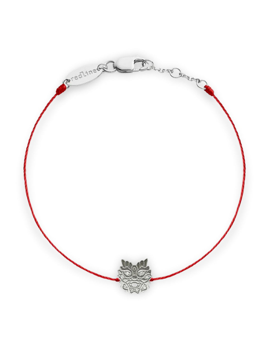 Mini Ryu Dragon Red String White Gold Bracelet