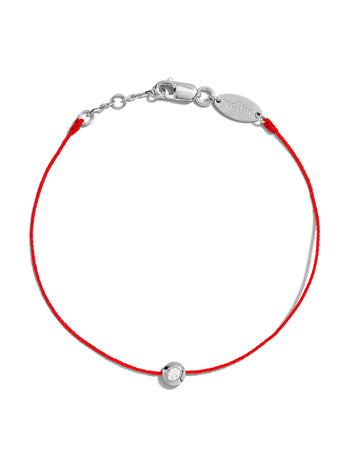 Mini Pure Red String Diamond White Gold Bracelet