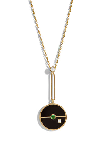 Signature Black Onyx & Emerald Compass Yellow Gold Necklace