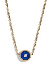 Mini Lapis Compass Yellow Gold Necklace