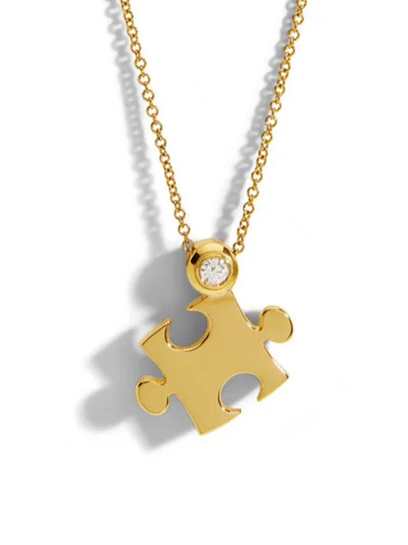 Mini All Gold Puzzle Pendant Necklace