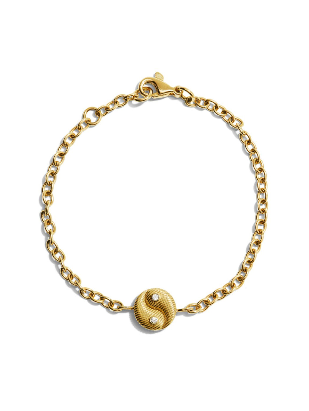 Double Sided Yin Yang Yellow Gold Bracelet