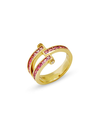 Carre Pink Sapphire Yellow Gold Magna Ring