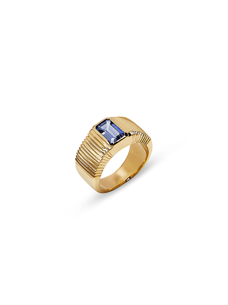 One-Of-A-Kind Pleated Tanzanite Yellow Gold Ring