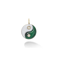 White Chalcedony and Malachite Double Stone Yin Yang Charm