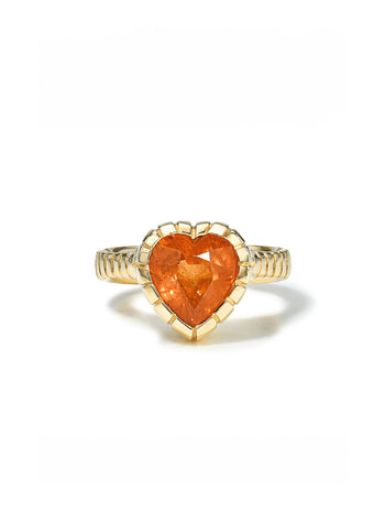 Heart Mandarin Garnet Yellow Gold Heirloom Ring