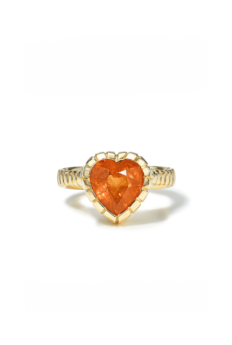 Heart Mandarin Garnet Yellow Gold Heirloom Ring