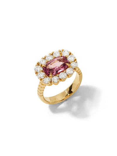 E/W Pink Spinel Diamond Heirloom Ring