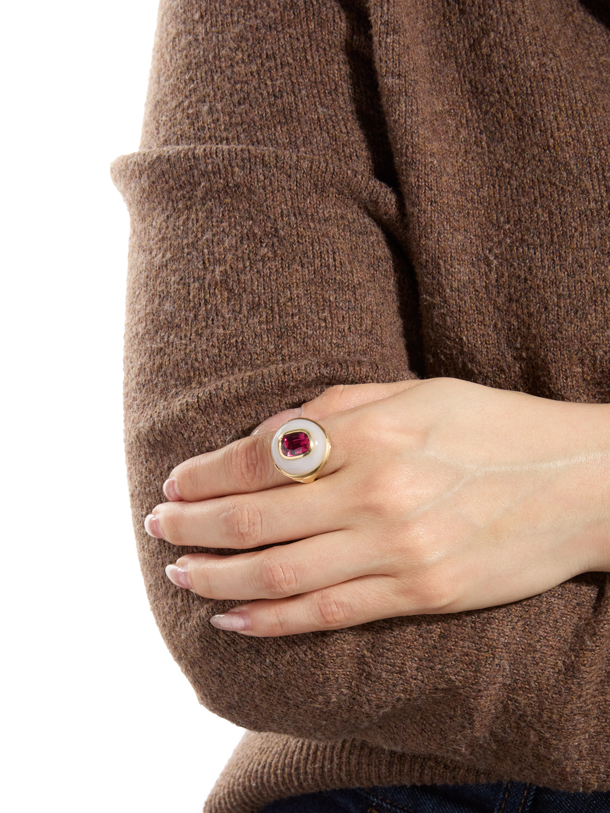 Rhodolite Garnet in Chalcedony Petite Lollipop Ring