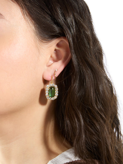 Mismatched Green Tourmaline Diamond Heirloom Earrings