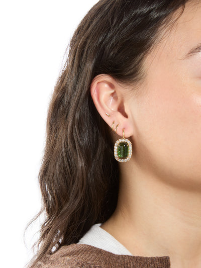 Mismatched Green Tourmaline Diamond Heirloom Earrings