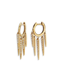 Graduated Diamond Fringe Yellow Gold Huggie Earrings