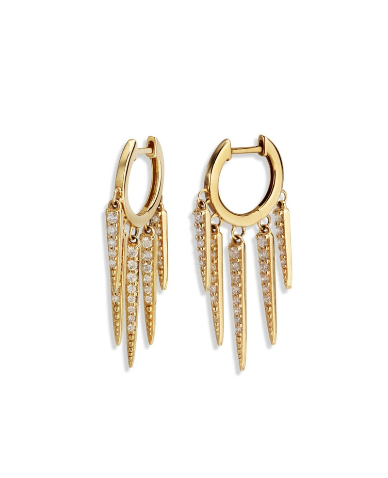 Graduated Diamond Fringe Yellow Gold Huggie Earrings