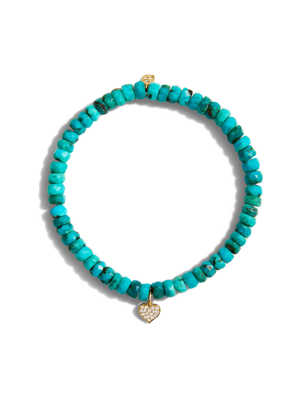 Mini Diamond Heart on Turquoise Beaded Bracelet