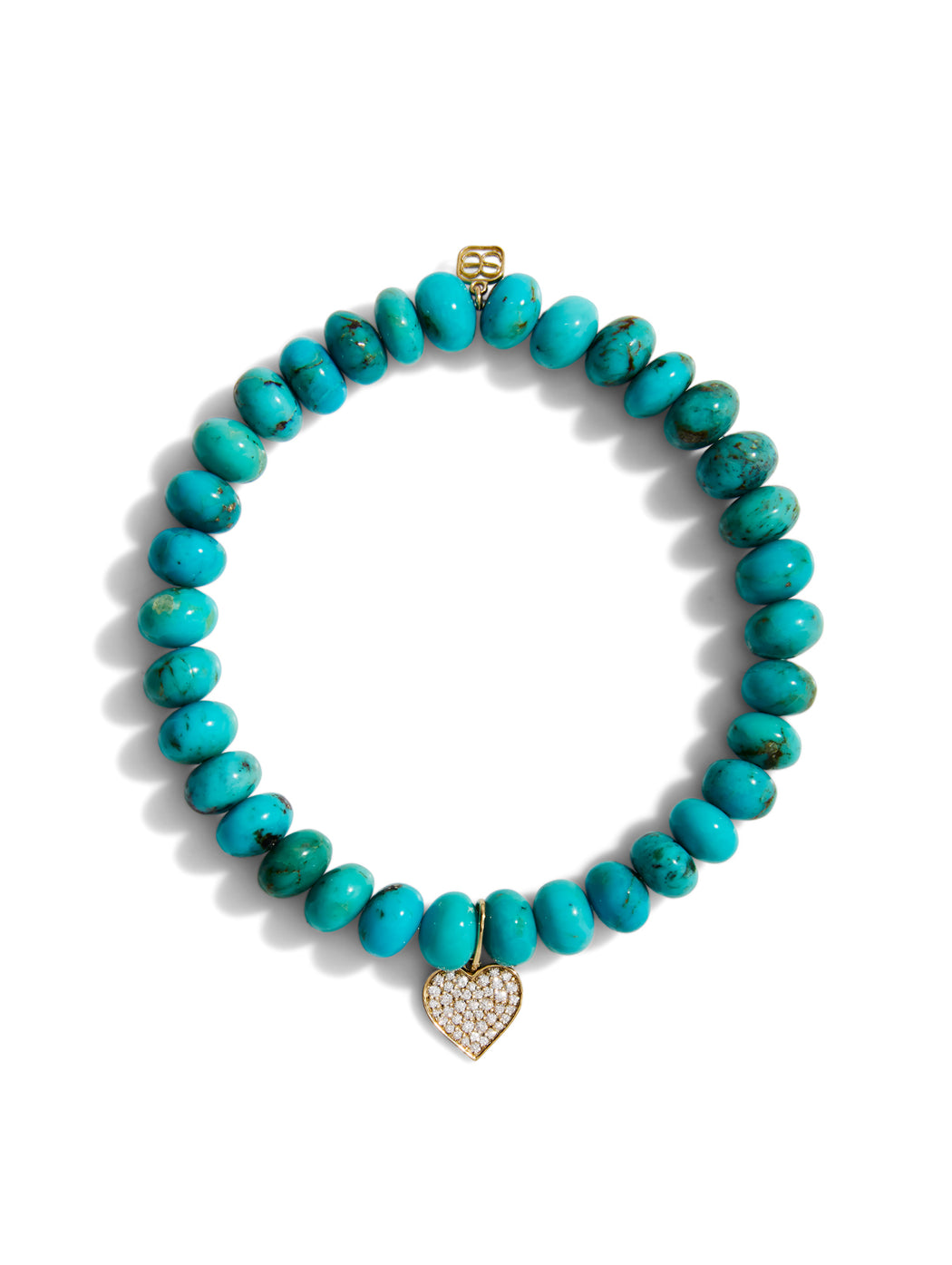 Diamond Heart on Turquoise Beaded Bracelet