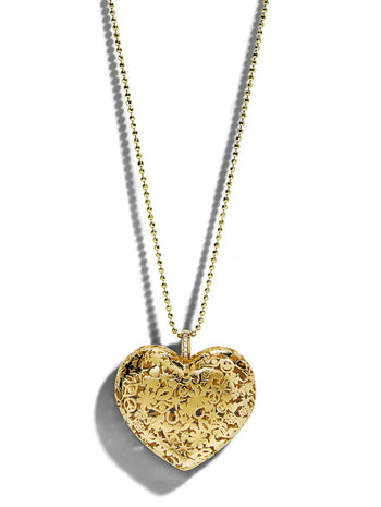 XL Puffy Icon Heart Yellow Gold Necklace