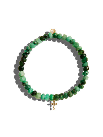 Marquise Eye Cross on Shaded Emerald Beaded Bracelet