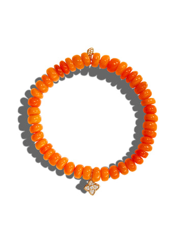 Moroccan Charm On Smooth Orange Opal Beaded Bracelet