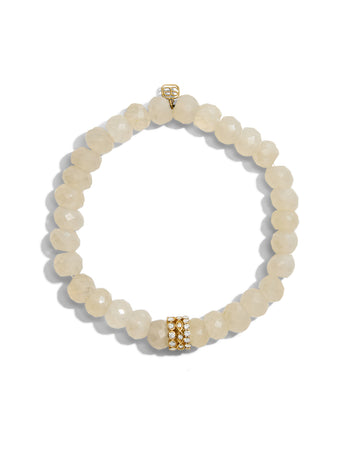 Diamond Trio Rondelle on Moonstone Beaded Bracelet