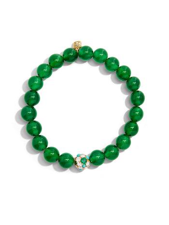 Cocktail Ball Bead on Green Onyx Beaded Bracelet