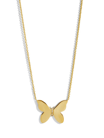 Pavé Center Butterfly Yellow Gold Necklace