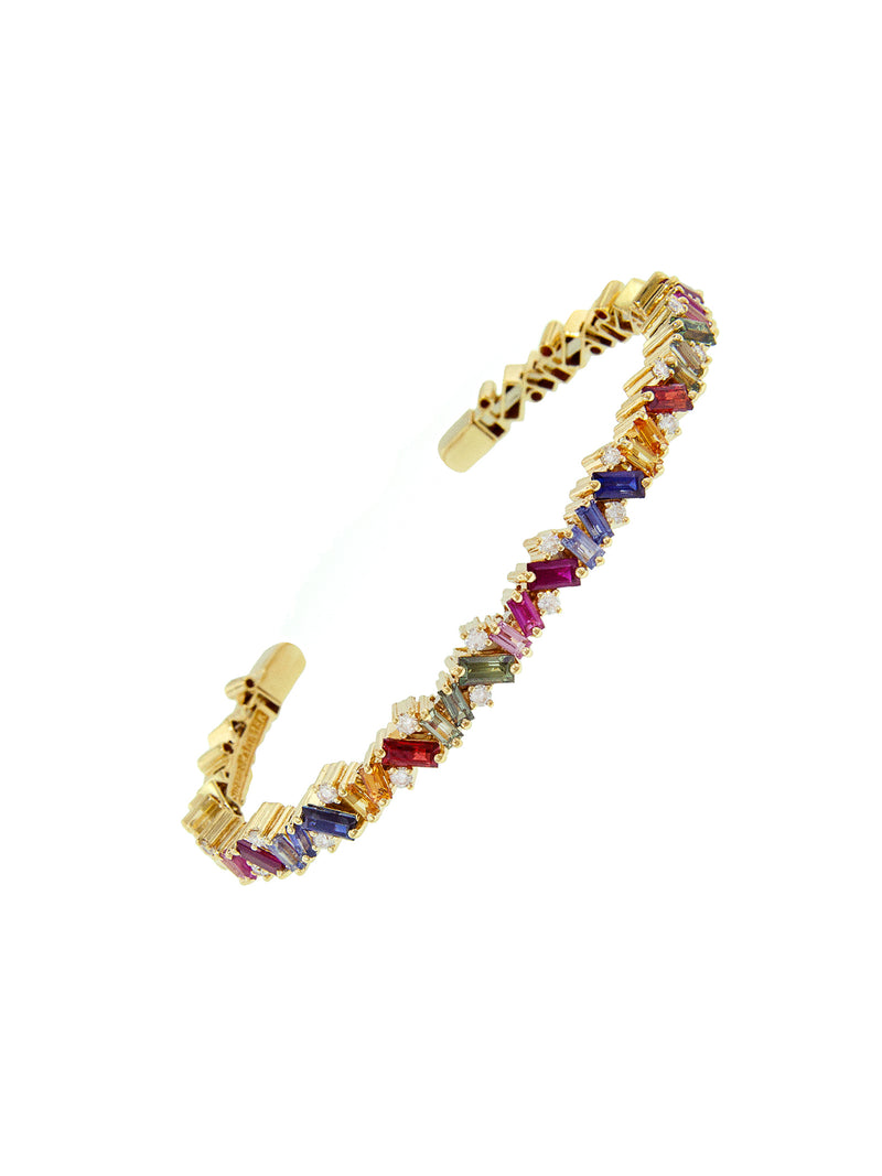 Mixed Sapphire and Diamond Fireworks Bangle