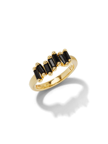 Black Sapphire Fireworks Yellow Gold Ring