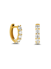 Sparkler Huggie Hoop Yellow Gold Earrings