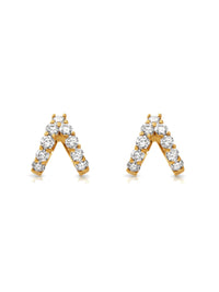 Sparkler Split Huggie Yellow Gold Earrings