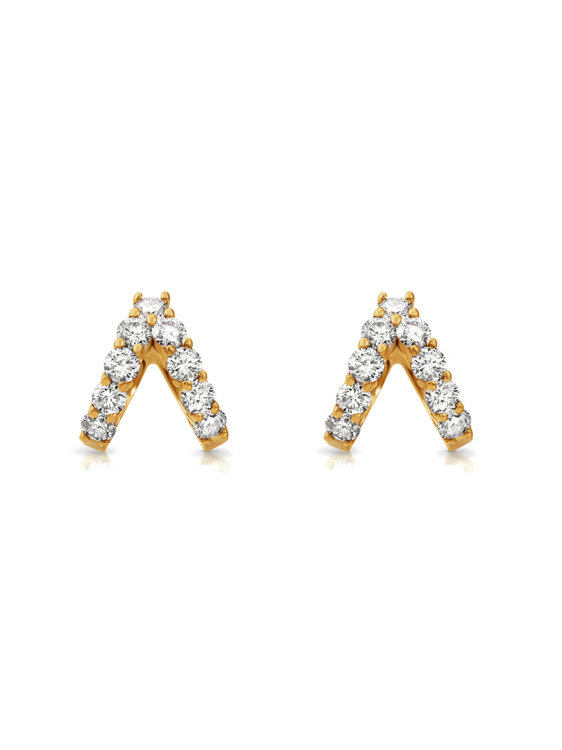 Sparkler Split Huggie Yellow Gold Earrings