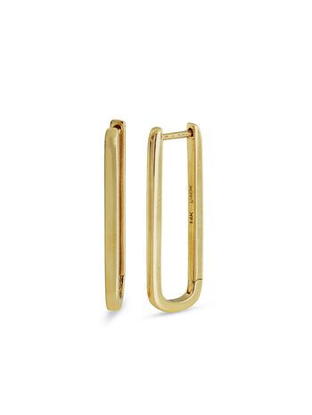 Large Paperclip Yellow Gold Hoop Earrings
