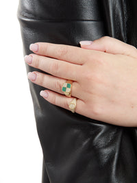 Malachite Mini Damier Yellow Gold Signet Ring