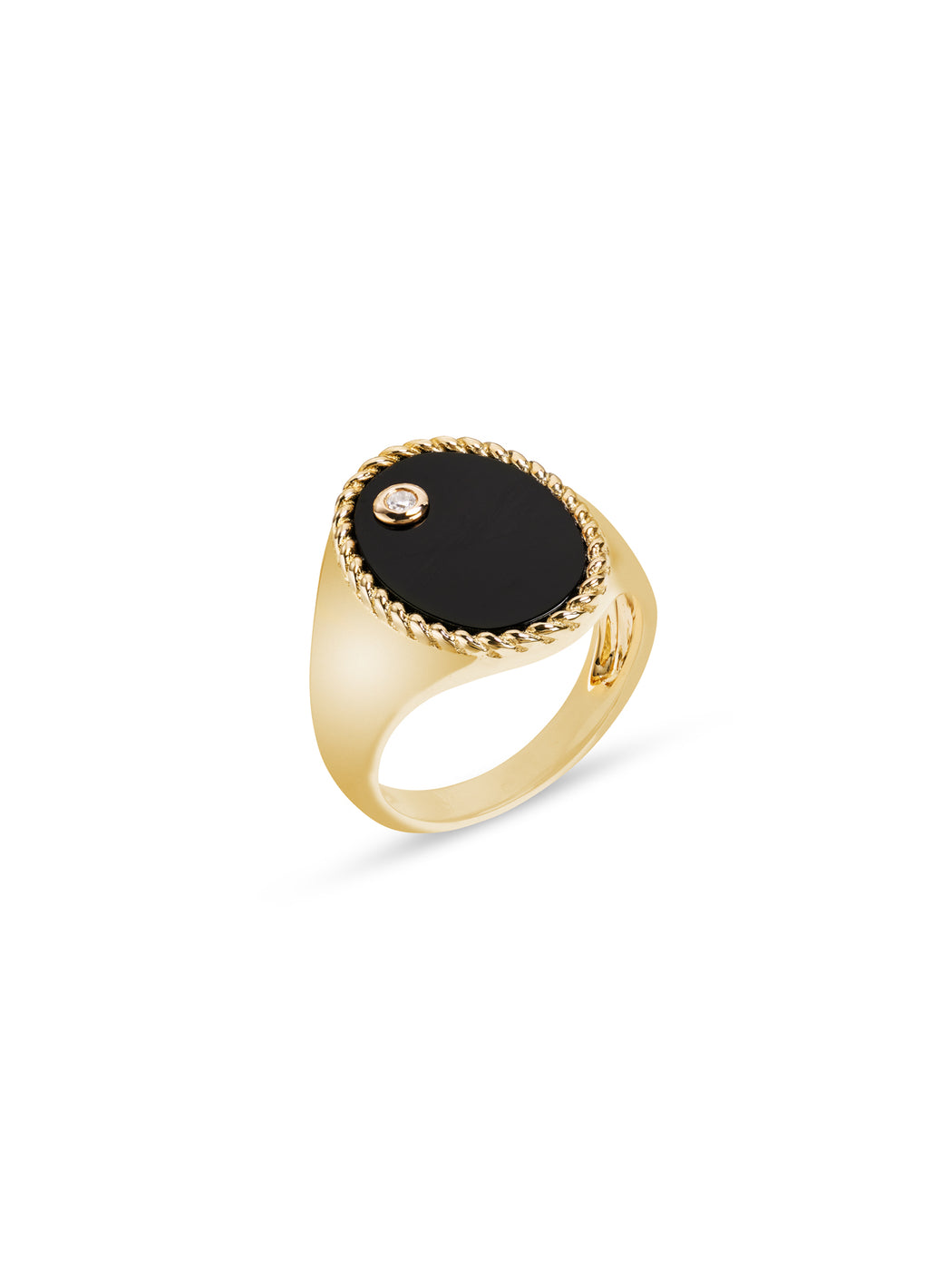 Oval Onyx Cheveliere Yellow Gold Signet Ring