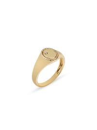 Baby Oval Cheveliere Yellow Gold Signet Ring