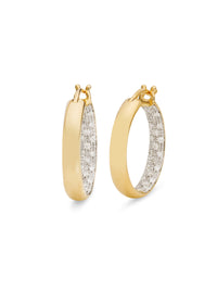 Thick Diamond Yellow Gold Hoop Earrings