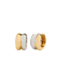 Thick Yellow & White Gold Huggie Hoop Earrings