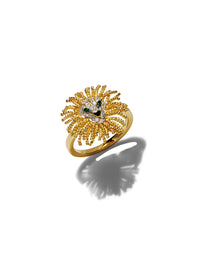 Mini Diamond Lion Yellow Gold Ring