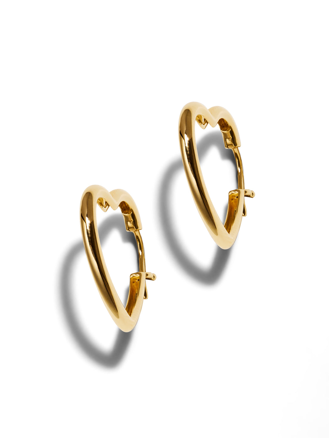 Heart Yellow Gold Hoop Earrings