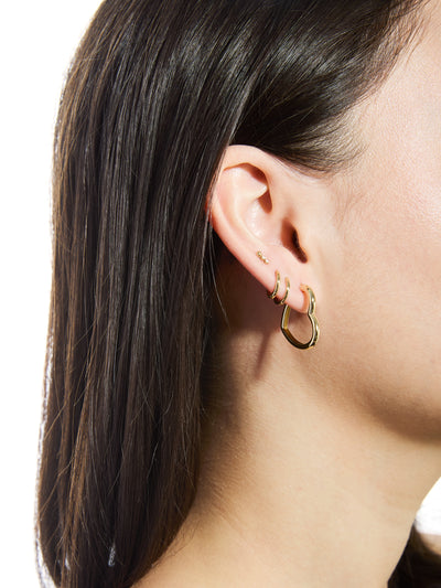 Heart Yellow Gold Hoop Earrings