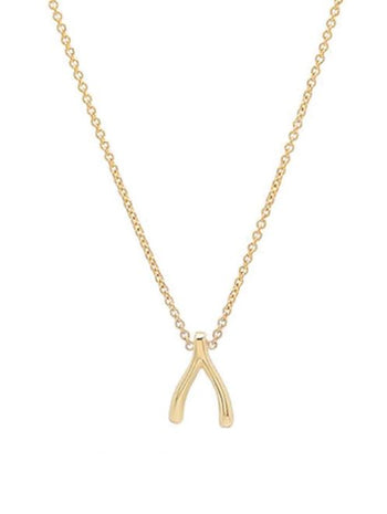 Mini Wishbone Yellow Gold Necklace